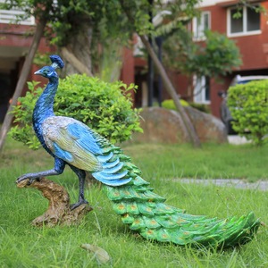 Al aire libre decoración paisaje tamaño de la vida Animal resina de fibra de vidrio estatua del Pavo Real - Product Image 3