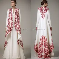 Georgette talento quente vermelho único bordado abaya/sinos de casamento vestido kaftan para gatas