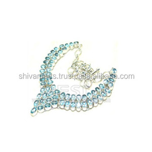 Beautiful Fashion Charm <b>Necklace</b> <b>925</b> Sterling <b>Silver</b> Blue Topaz Gemstone <b>Necklace</b> Fancy <b>Silver</b> Jewelry Wholesaler & Manufacturer - Product Image 1