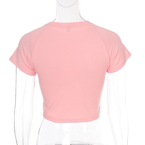 Top rosa de dibujos animados de alta calidad, Top corto de manga corta, camiseta informal para mujer, camiseta para mujer - Product Image 4