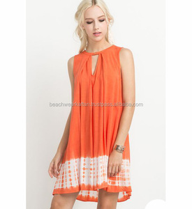 Robe fantaisie de styliste pour femmes, tunique décontractée, vêtements en rayonne, teinture par nouage, nouvelle collection - Product Image 1