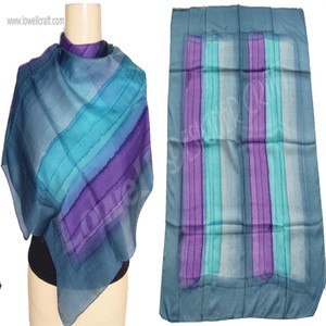 Foulard d'été en soie indienne imprimé long style uni - Product Image 1