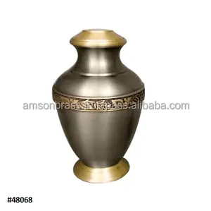Most Popular Brass Cremation Urn 1/6 Funeral Cremation urns For Human Ashes Manufacturer Metal Cremation Urn