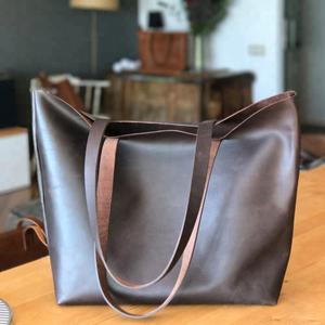 Large Dark Brown Genuine Leather <b>Tote</b> <b>Bag</b> Handmade Markhor Leather Women's <b>Bag</b> AV-0038 Convenient & Easy to Carry - Product Image 1
