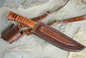 Cuchillo de caza de cuero con hoja fija, acero inoxidable - Product Image 3