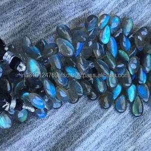 Perles de larme Chaîne Pierre précieuse naturelle Labradorite Bleu IGI Certifié - Product Image 1
