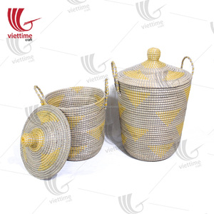 Cesta de almacenamiento de algas marinas con tapa, Juego de 2 unidades, venta al por mayor, hecho en Vietnam - Product Image 3