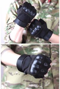 Guantes tácticos ajustables para hombre, negros, duros, cosido en latón, de cuero - Product Image 6