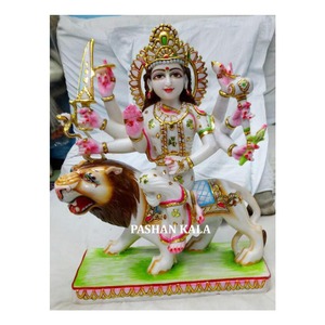Handmade Marble Durga Maa Antique <b>Statue</b> - Product Image 1