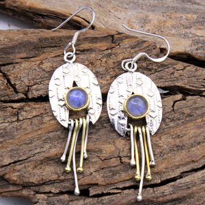925 Sterling Silver <b>Dangle</b> <b>Earrings</b> Two Tone Amazonite Labradorite Gemstone Jewelry <b>Gold</b> Plated Drop <b>Earrings</b> Wholesale - Product Image 6