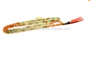 Hecho a mano 108 cuentas Natural morganita seda borla Yoga Mala collar bohemio indio artista collares con cuentas regalo de fiesta de boda - Product Image 4