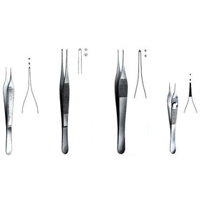 Adson Delicate Micro Tissue Forceps 1x2 Dientes Manual Instrumento Quirúrgico - Product Image 1