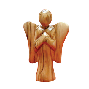 Estatua de Ángel Religiosa Tallada en Madera de Olivo de Tierra Santa/Ángel Navideño Hecho a Mano en Europa - Product Image 1