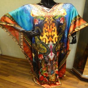 Viscos-robe longue pour femmes, caftan de style tenue de fête, avec impression numérique, en cristal, pour fêtes - Product Image 1