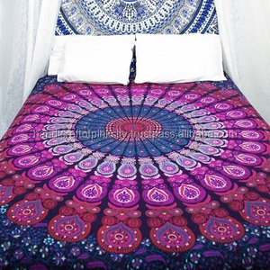 Manta de Cama de Algodón Personalizable Hecha a Mano con Estampado de Mandala Estilo Marroquí Vintage, Tapiz Estampado para Decoración de Dormitorio, 72 Pulgadas - Product Image 5