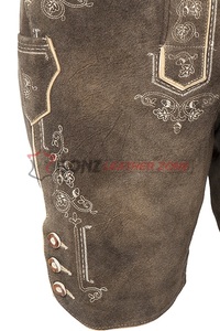 Shorts en cuir suédé marron, Lederhosen, brodés, traditionnels bavarois, allemands, autrichiens, Trachten - Product Image 4