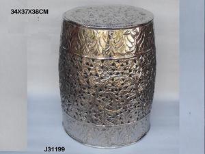 Taburete de aluminio martillado en acabado de latón también disponible en níquel latón antiguo acabado de pulido de espejo decoración del hogar de la sala de estar - Product Image 3