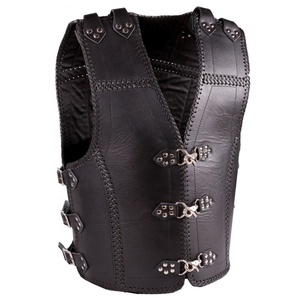 Métal Fermoir Club En Cuir Épais Gilet VES-0009 - Product Image 2