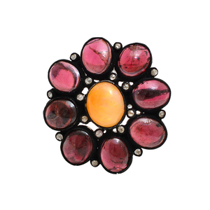 แหวนแฟชั่นทรงคลาสสิก ทำจากเงินแท้ 925 ชุบดำแบบออกซิไดซ์ ประดับด้วยทัวร์มาลีนธรรมชาติและเพชร เหมาะสำหรับเป็นของขวัญงานแต่งงานสำหรับผู้หญิง - Product Image 2