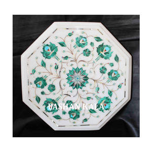 El más atractivo hecho a mano mármol blanco forma octogonal incrustaciones acabado fino uso superior de la mesa para la decoración del hogar y restaurante - Product Image 1