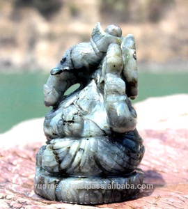 Estatua de Ganesha Tallada a Mano en Labradorita, Escultura Budista Religiosa, Piedra Preciosa Natural, Gemas Rudra Grabadas EN;10122740 India - Product Image 4