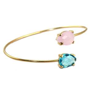 สร้อยข้อมือหินแคลเซโดนีสีชมพูและบลู Topaz Hydro,สร้อยข้อมือปรับเปลี่ยนได้สร้อยข้อมือโบฮีเมียน - Product Image 2