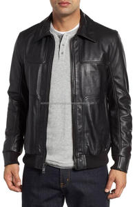 OEM nueva moda negro genuino chaqueta de cuero de vaca bombardero temporada de invierno chaqueta de piel de oveja - Product Image 3