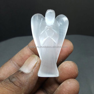 Hecho a mano curvo Ángel estatua selenita cristal ágata piedra preciosa tallada técnica - Product Image 1