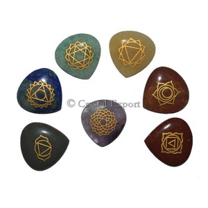 7 ensembles de chakras produits de guérison de style Feng Shui en agate gravée avec ensembles de pierres précieuses sculptées par mascotte d'exportation de cristal - Product Image 1