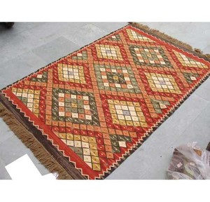 พรมทอมือ dhurrie kilim ดีไซน์เรียบพรมทอมือที่สวยงามกองกำมะหยี่ความสูงผลิตในอินเดีย - Product Image 4