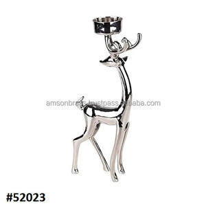 Metal Shiny Silver Candle <b>Holder</b> for Christmas Decor Table Decorative Reindeer Pair Candle <b>Holder</b> Candle <b>Holder</b> Deer - Product Image 3