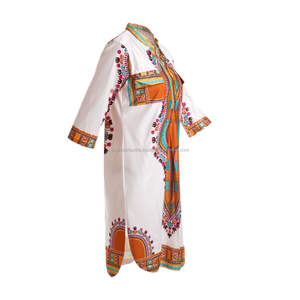 Vestido Dashiki Africano para Mujer, Manga Larga, Informal, Estampado Africano Tradicional, Vestido de Fiesta, Tela de Algodón 100% - Product Image 4