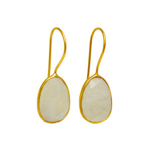 Oval Rainbow <b>Moonstone</b> Gold Plated 925 Sterling Silver Dangle <b>Earrings</b> Jewelry Fashionable <b>Earring</b> For Wedding Gift For Women. - Product Image 1