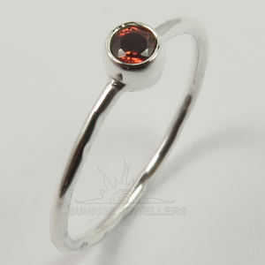 Fashionable Hammered Handcrafted Natural Garnet Gemstone New Ring All Sizes 925 Solid Sterling Sliver Jewellery - Product Image 1