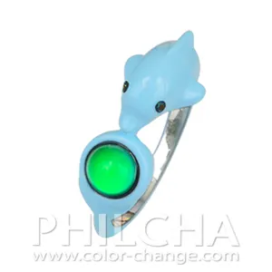 Anillo de banda 3D Dolphin Mood para mujer y niño, cambio de Color Animal