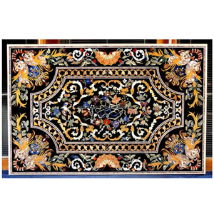 Plateaux de table en marbre noir Pietra Dura conçus - Product Image 1