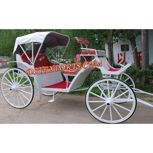 รถม้าสีขาววิคตอเรียพร้อมที่นั่งสีแดง,รถม้าวิกตอเรียสีขาวสำหรับงานแต่งงานรถม้าดีไซน์ใหม่พร้อมฮู้ด - Product Image 1