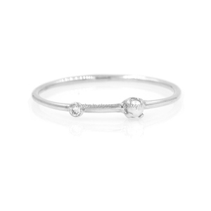 Bague de mariage en diamant avec pierres précieuses en nacre véritable - Product Image 3