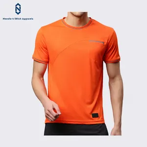 Kısa kollu kuru Fit spor salonu bangladeş üreticisi özel baskı spor Slim Fit aktif giyim T shirt.