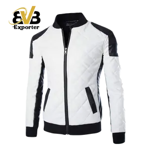 Nieuwe Casual Ouderwetse Winter Puffer Gewatteerde Slim Fit Aangepaste Ontworpen Logo Jassen Pu Lederen Jassen Custom Merk Jas