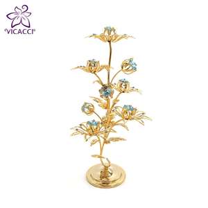 Fleur plaquée or 24K avec cristaux, 1 pièce, cristaux - Product Image 1