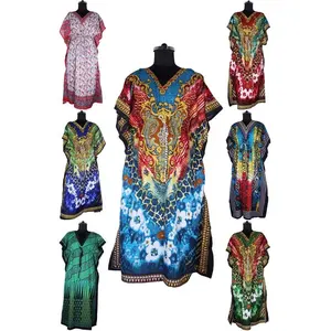 Retro Stijl Hippie Boho Handgemaakte Tuniek Lange Kaftan Cover Up Jurk