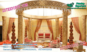 Mandap de fibra redonda para boda, conjunto de mandados dorados de diseño novedoso para boda india de EE. UU. - Product Image 4