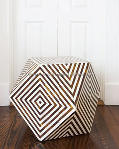 Table d'appoint extensible moderne de haute qualité en os noir incrusté, rayée, pour chambre à coucher, bureau à domicile, hôtel, salon - Product Image 1