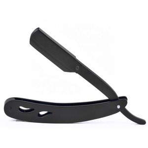 PRESTIGE RAZOR Pulido recubierto de negro/Acabado satinado Maquinilla de afeitar recta de acero inoxidable Mango de plástico/madera/aluminio Desechable Individual - Product Image 1