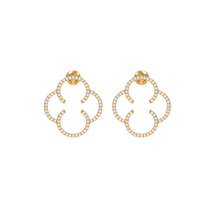 Pave Diamond 14K oro amarillo Stud pendiente joyería hecha a mano oro diamante Stud Pave diamante joyería - Product Image 1