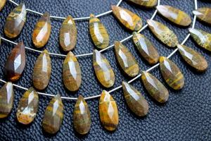 Cuentas sueltas facetadas de jaspe de océano Natural de alta calidad, piedras preciosas en forma de gota de pera marrón para pulseras de joyería, 1 hebra - Product Image 3