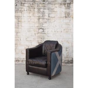โซฟาแบบเดี่ยวสไตล์อินเดียโบราณสไตล์อินเดียเฟอร์นิเจอร์บ้านผ้าใบหนังสำหรับห้องนั่งเล่น - Product Image 1