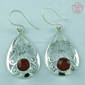 ต่างหูหินคาร์เนเลี่ยนต่างหูเงินทำมือต่างหูเงิน925เครื่องประดับเงิน - Product Image 3