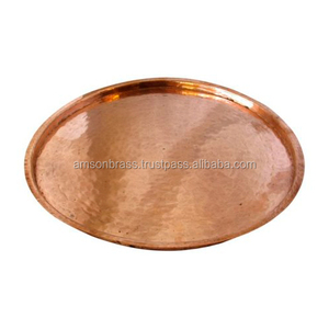 Bandeja Redonda de Cobre Martillada a Mano, Bandeja Sencilla - Product Image 1